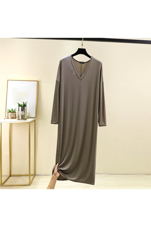 Flannel Plush Winter Nightgowns for Women Loose Long Sleeve Comfy Fuzzy Soft Sleepwear Pajama Dress with Pockets Fleece Pajamas Women Gift