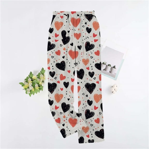Puyaiuu Women's Pajama Pants With Pockets Flannel Pajama All kinds of Print Comfy Pant Fuzzy Sleep Bottoms with Pockets Gift
