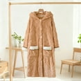 thumbnail image 1 of Puyaiuu Womens Long Hooded Plush Robe Soft Thick Warm Fleece Bathrobe Full Length House Coat Button Up Long Sleeve wear Loose Fit Nightgowns with Pockets Gift, 1 of 3