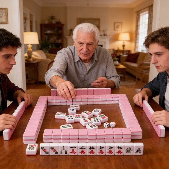 Guanglv Chinese Mahjong Game with Complete Tiles and for Family Entertainment and Strategy Game Lovers