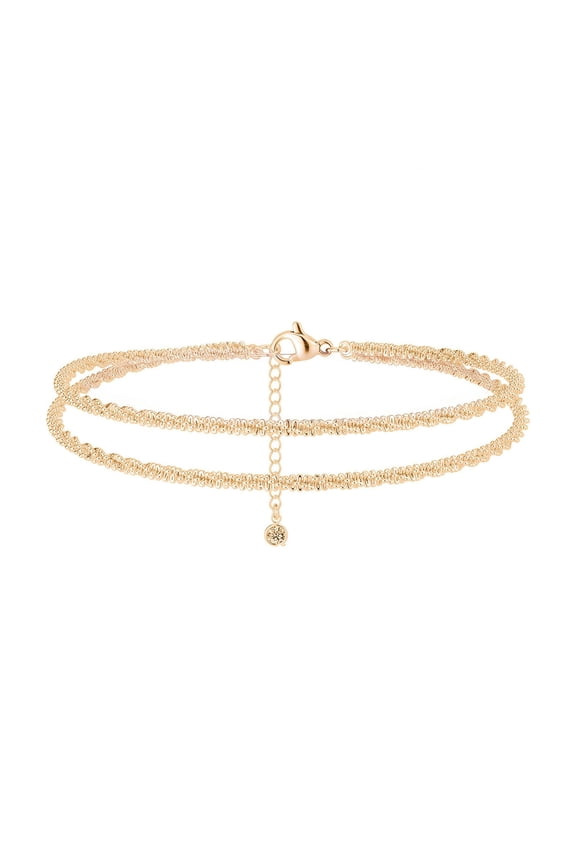 Elegant Sparkling Chain Anklet with Cubic Zirconia Star Charms for Daily Wear