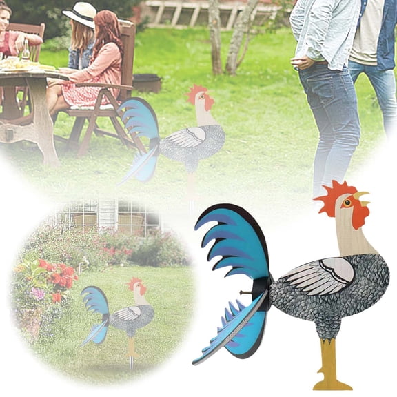 Guanglv Garden Windmill Chickens Wind Chime 17 X 27 Cm Wooden Outdoor with Kraft Paper for Balcony Terrace Garden