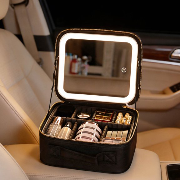 Guanglv Travel Makeup with LED Portable Travel Makeup Organizer