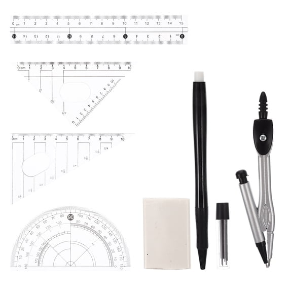 Guangmc Drawing Compass Set with Clear Scale Ruler and Measuring Tools, Precision Drawing Accessories Toolkit for Art and Drafting
