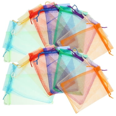 Guangmc 100 Rainbow Drawstring Organza Gift Bags for Jewelry and Candy
