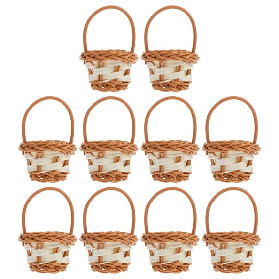 Guangmc 10Pcs Rattan Picnic Basket with Handle for Christmas Wedding Banquet