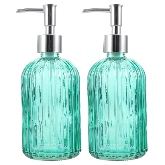 Guangmc 2 Glass Soap Dispensers 400ML for Bathroom Kitchen Laundry Travel