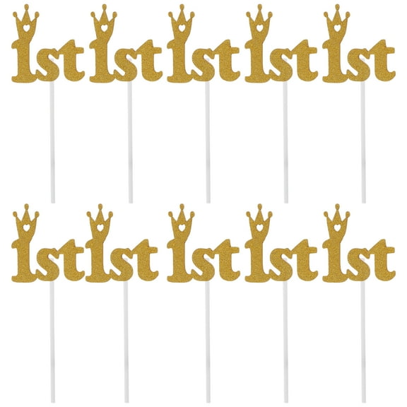 Guangmc 20 1st Birthday Cupcake Toppers Glitter Cake Picks Party Decoration