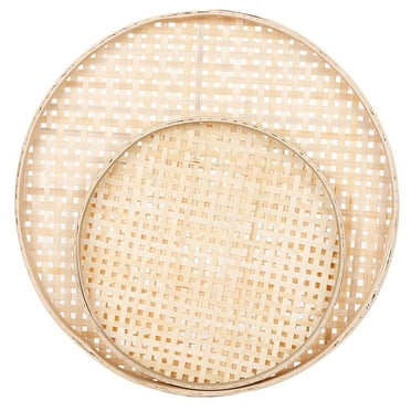 DEMACRIO Bamboo Sieve Wood Color 2Set 16.5x16.5x0.8in