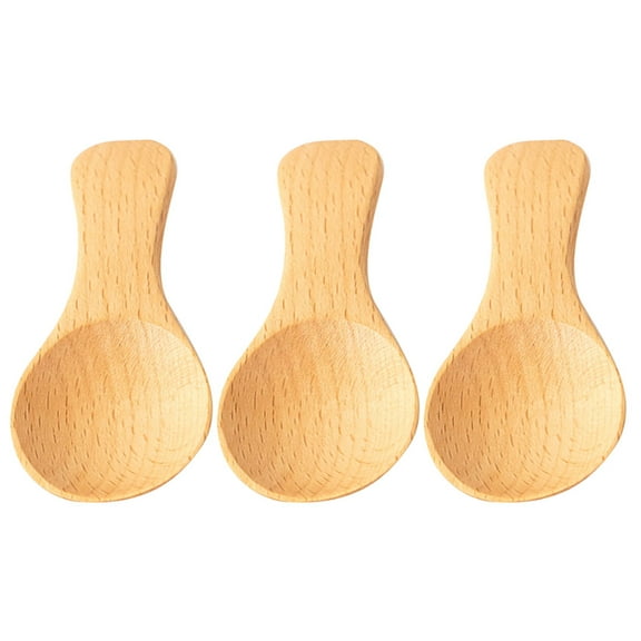 Guangmc 3pcs Wooden Dessert Spoons Mini Tea Scoops Sampling Candy Paddles