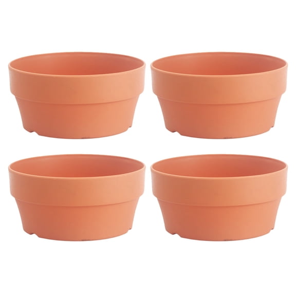 Guangmc 4Pcs Imitation Clay Succulent Flowerpot Japanese Style Round Planter (Khaki)