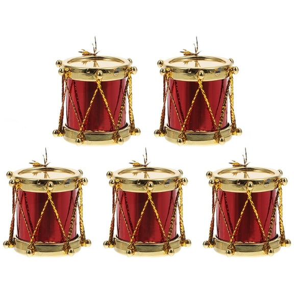 Guangmc 5 Mini Glitter Drum Xmas Ornaments - Tiny Musical Instruments