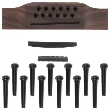 Guangmc Acoustic Guitar Bridge Set with 12-String Saddle, Nut, and Pins