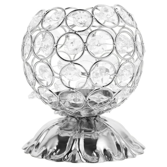Guangmc Crystal Candle Holders for Table Centerpiece - Silver