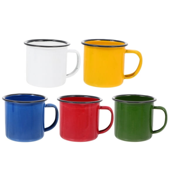 Guangmc Enamel Coffee Mugs Camping Cups Set (Random Color)