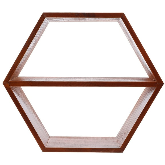 Guangmc Hexagonal Wooden Wall Shelf for Bedroom, Kitchen, Bathroom