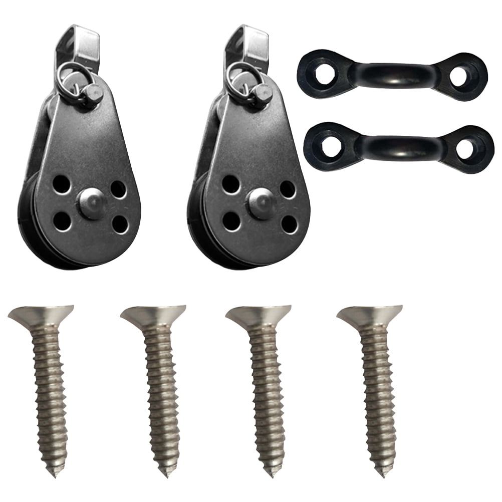 Amarine Made Marine Kayak Canoe Anchor Trolley Kit With Trolley Line Rope Zig Zag Cleat Pulley Block Rigging Ring Nylon Pad Eyes Snap Hooks And Mounting Hardware