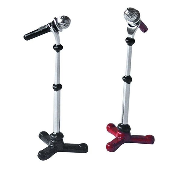 Guangmc Miniature Dollhouse Microphone Stand Set for Music Room or Pub Decor