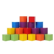 Guangmc Wooden Block Construction Set for Kids - Educational Rainbow Cubes