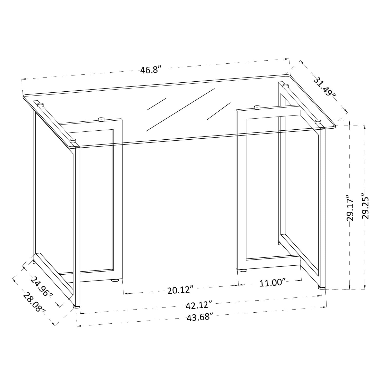 Guangxin Furniture Homy Casa 47'' W Rectangular Transparency Dining