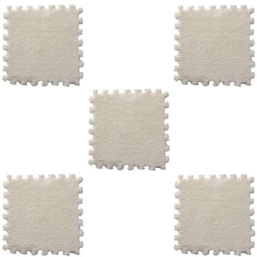 Guanhe 12" x 12" Beige Plush Foam Interlocking Floor Mats, 5 Piece