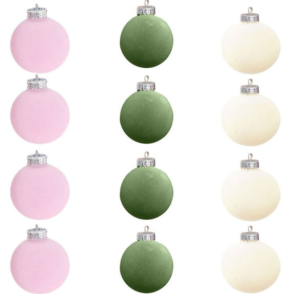 Guanhe 12Pcs Velvet Ball Ornaments Xmas Tree Ornaments Pendant for Holiday Party Decor Party Accessories 80mm/3.2''(Multicolor Boxes)