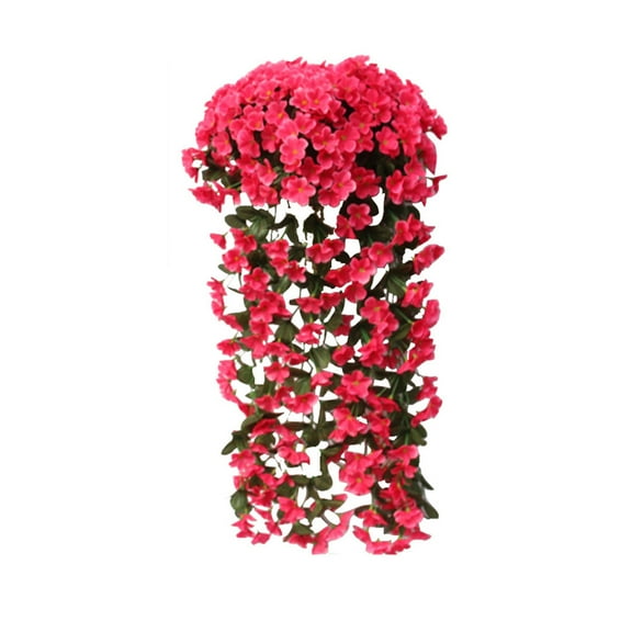 Guanhe 2 Pack Artificial Hanging Flowers, Fake Hanging Plants Colorful Orchid Flower Bouquet for Wall Home Room Garden Wedding Indoor Outdoor Spring Decoration(Violet)