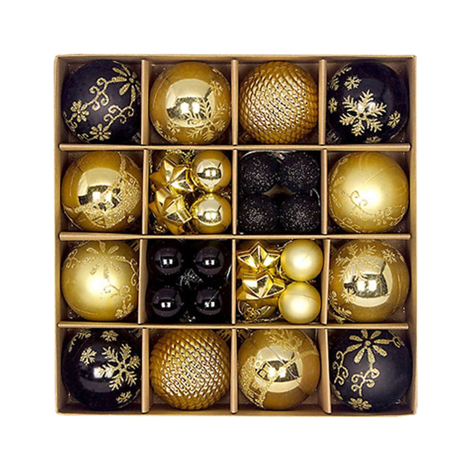 Guanhe 44Pcs Christmas Hanging Ball Ornaments Shatterproof, Black Gold ...