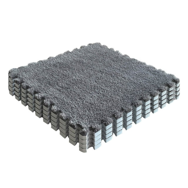 Guanhe 4Pcs Plush Foam Floor Mat Square Interlocking Carpet Play Mat Floor Tiles Soft Climbing Area Rugs for Home Playroom Decor, Washable， 12 Colors
