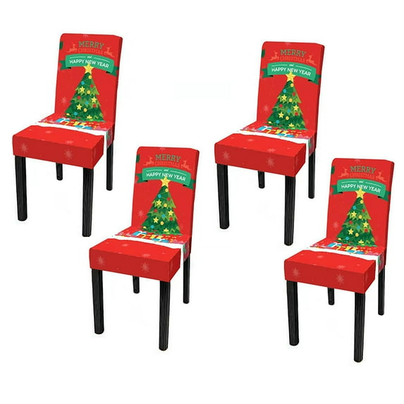 Guanhe 4Pcs Stretch Removable Washable Dining Room Chair Protector Slipcovers Christmas Decoration/Home Decor Dining Room Seat Cover