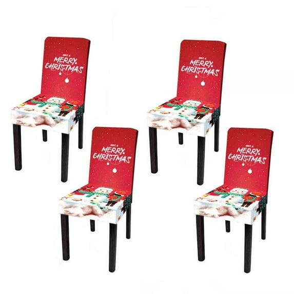 Guanhe 4Pcs Stretch Removable Washable Dining Room Chair Protector Slipcovers Christmas Decoration/Home Decor Dining Room Seat Cover