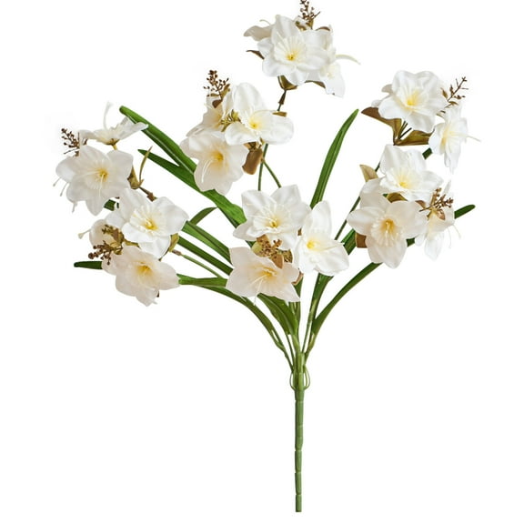 Guanhe Artificial Daffodil Flowers in Vase, Party Tables Centerpieces Fake Silk Flowers Bouquet for Indoor Home Living Room Decor