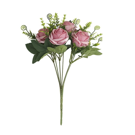 Guanhe Artificial Flowers, 6 Heads Roses Wedding Bouquets Gifts for Mom, Plastic Flower Silk Flower Dining Party Table Centerpieces Decor, Hot Pink