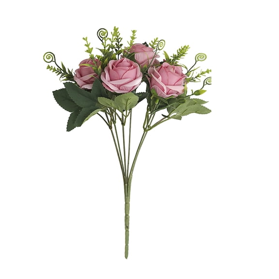 Guanhe Artificial Flowers, 6 Heads Roses Wedding Bouquets Gifts for Mom, Plastic Flower Silk Flower Dining Party Table Centerpieces Decor, Hot Pink