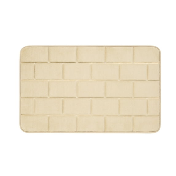 Guanhe Bathroom Rugs Thick Striped Memory Foam Bath Rugs, Soft Absorbent Velvet Bathroom Mats, Non-slip Bottom , Machine Washable Bathmat, Carpet Rug Room Decoratio For Washing,Khaki