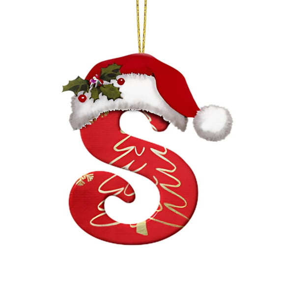 Guanhe Christmas Stocking 26 Tags Letter Personalized Christmas Acrylic Letter Ornament Letter A to Z Christmas Tree Hanging Initial with Red Hat(S)