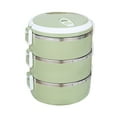 thumbnail image 1 of Guanhe 2100ml Lunch Box, Stainless Steel Adult Lunch Containers Portable Leakproof Hot and Cold Food Stackable Bento Box Food Storage for Office Outdoor Travel,3 Layer(Green), 1 of 7