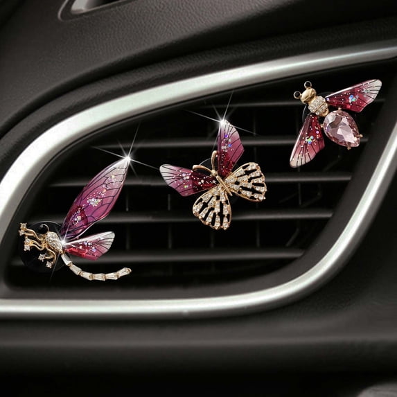 Guanhe 3Pcs Dragonfly Butterfly Car Air Vent Aromatherapy Clip, Car Interior Decoration Accessories Christmas Gifts