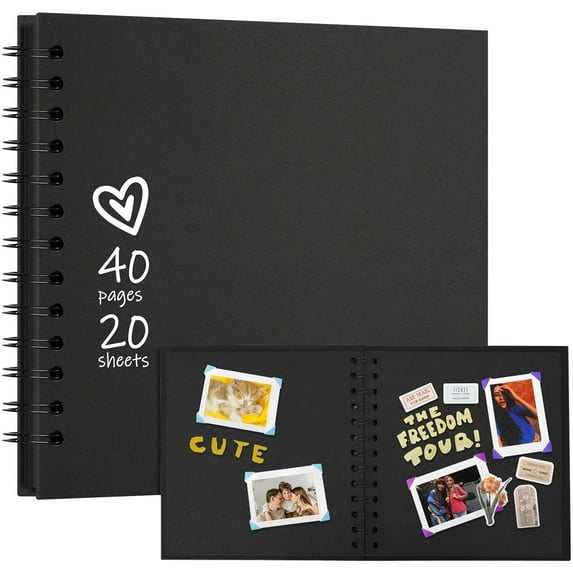 Guanhe Clearance Baby Memory Photo Album Paper Pages DIY Scrapbook Album Wedding Anniversary Family Memory Gift Christmas Gifts for Women, Black