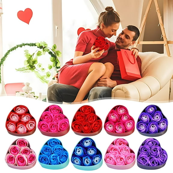 Guanhe Rose Soap Gift Box, Christmas Valentine's Day Gift Heart-shaped Soap Flower Gift Box for Women,Bathroom Essentials