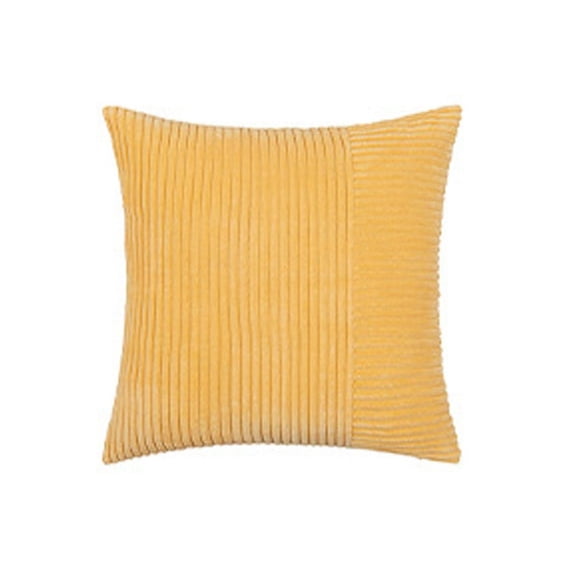 Guanhe Corduroy Throw Pillow Covers 18''x18'', Couch Bed Sofa Living Room Decorative Soft Solid Square Striped Cushion Cases with Invisible Zipper(Gold)