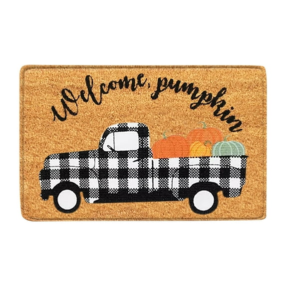 Clearance!Guanhe Fall Doormats for Front Door, Fall Pumpkin Car Print Kitchen Welcome Mats Floor Rugs for Thanksgiving Decor 24x16Inch, Brown