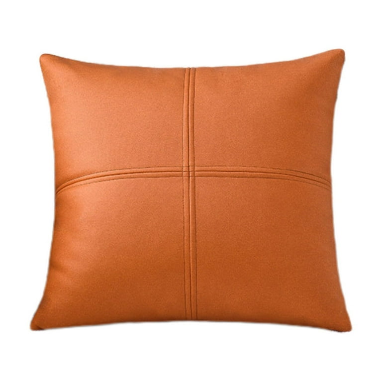 Guanhe Faux Leather Throw Pillow Covers 18x18 Inches, Leather