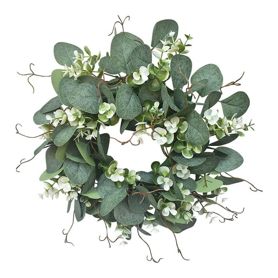 AnuirheiH Floral Wreaths, 13 Inch Artificial Eucalyptus Hanging Wreaths for Front Door Indoor Garden Porch Decor, Green