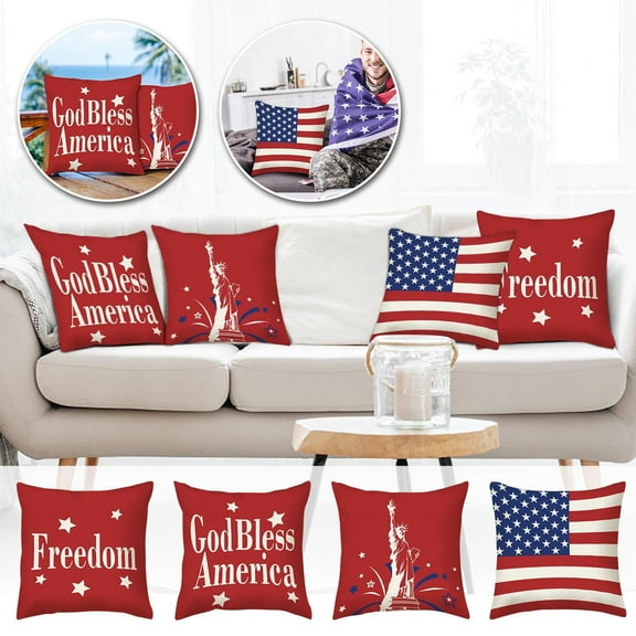 Guanhe Fourth of July Decorations American Independence Day Pillow Cover Print Decorative Holiday Sofa Pillow Cover