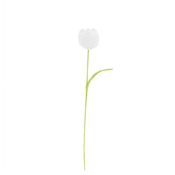 Guanhe Handmade Knitted Artificial Tulips Flowers for Party Table Centerpieces Decor, Fake Crochet Flowers Desk Office Garden Decorations, Gifts for Women,White