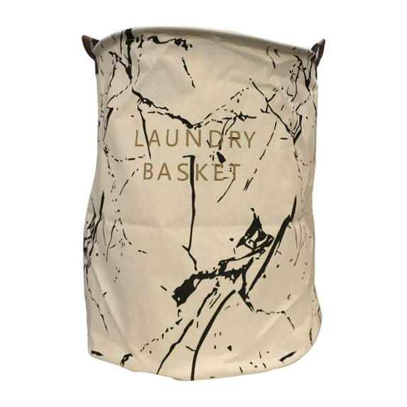 Guanhe Laundry Hamper, Large Waterproof Cotton Fabric Laundry Baskets with 2 Handles - 17.7"Hx 13.8"Wx 13.8"L - Dirty Clothes, Kids Baby Toys Organizer(Round)