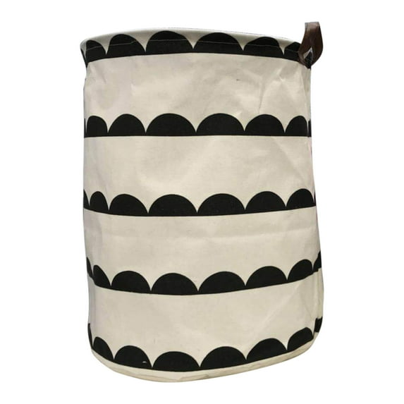 Guanhe Laundry Hamper, Large Waterproof Cotton Fabric Laundry Baskets with 2 Handles - 17.7"Hx 13.8"Wx 13.8"L - Dirty Clothes, Kids Baby Toys Organizer(Round)
