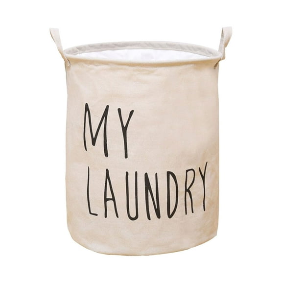 Guanhe Laundry Hamper, Large Waterproof Cotton Fabric Laundry Baskets with 2 Handles - 17.7"Hx 13.8"Wx 13.8"L - Dirty Clothes, Kids Baby Toys Organizer(Round)