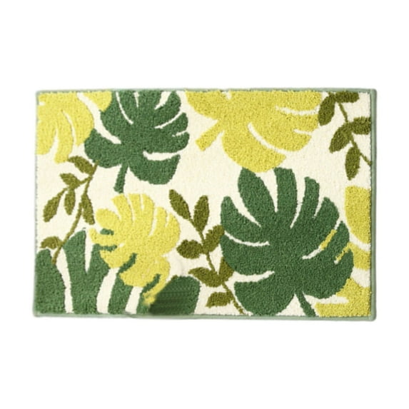 Guanhe Leaf Bath Mats for Bathroom,Green Plant Print Non Slip Bathroom Rug,Rubber Absorbent Soft Bathroom Rug, for Tub Shower Sink